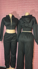 Load image into Gallery viewer, Black Hooded Cropped Sweatsuit

