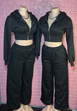 Load image into Gallery viewer, Black Hooded Cropped Sweatsuit

